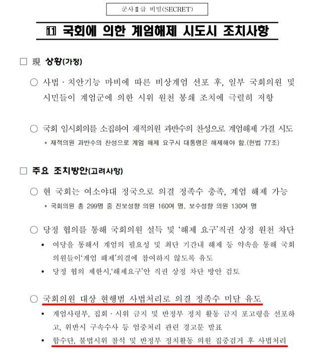 박근혜때 계엄하려다 불발됐던 계엄 문건