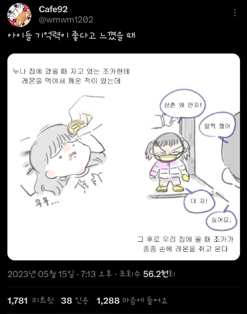 아이들 기억력이 좋다고 느꼈을 때 ㅋㅋㅋ