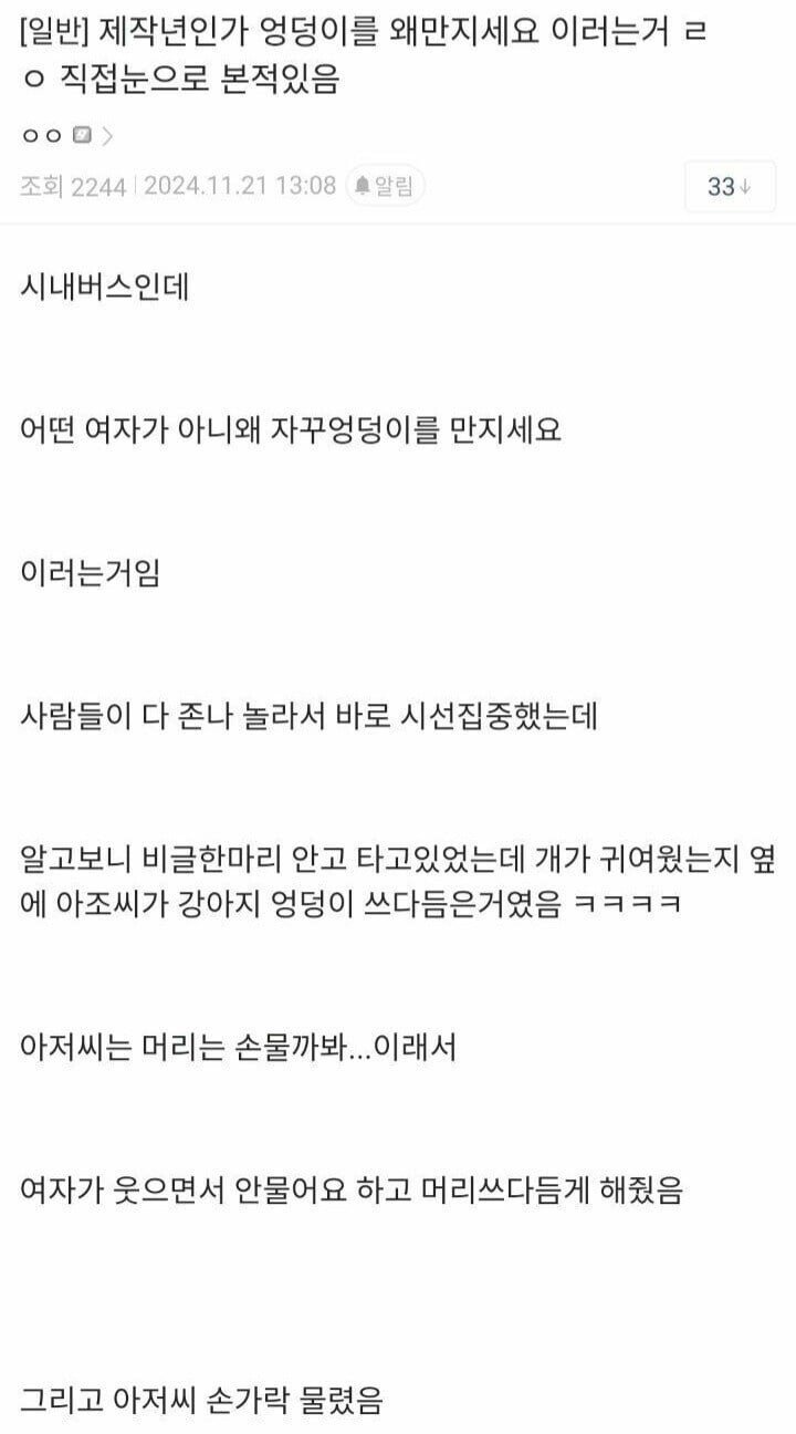 버스에서 엉덩이 만지는 아저씨 실제로 봄