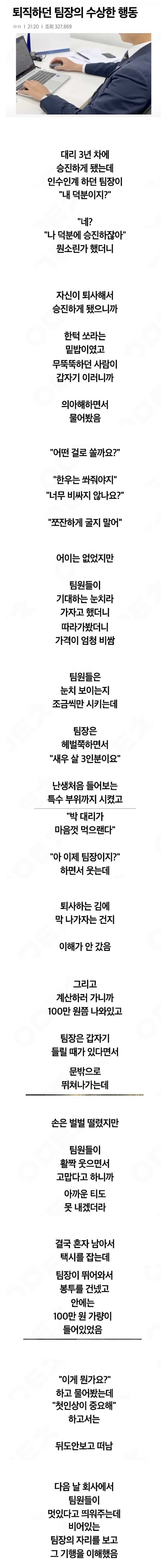 퇴사하는 팀장의 수상한 행동