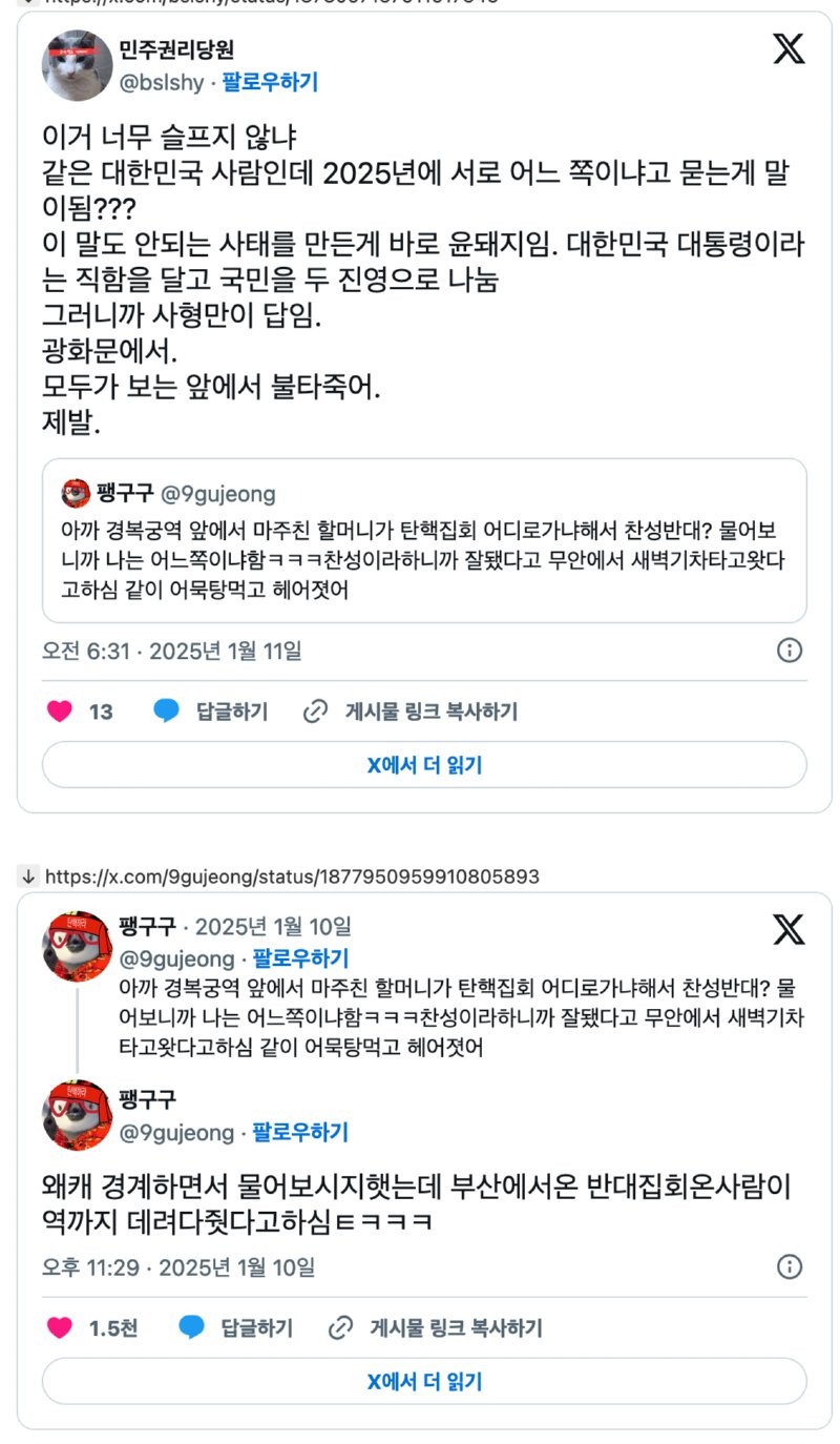 2025년 대한민국 어느쪽이냐 묻는게 너무 슬피지 않냐