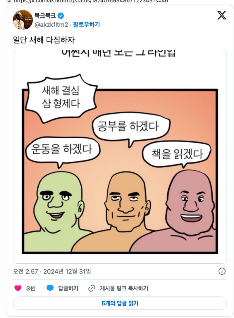 새해 결심 3형제