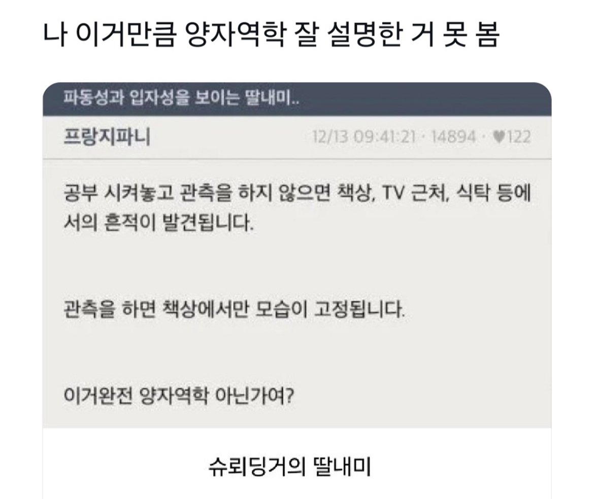 양자역학을 가장 잘 설명한 예시