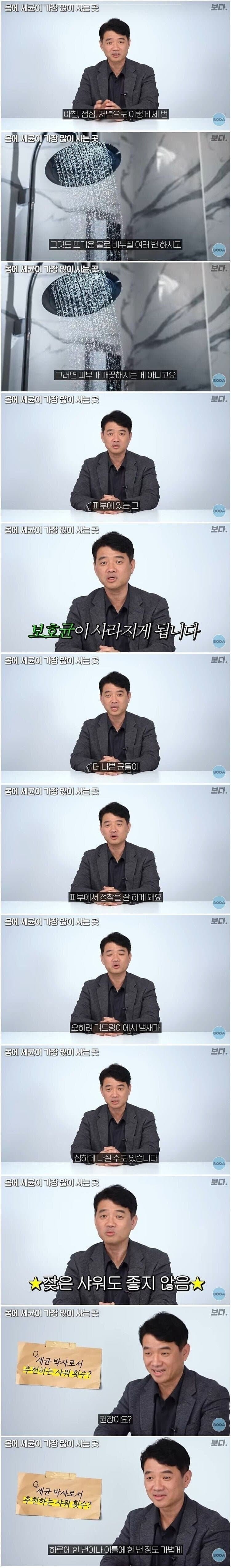 전문가가 권장하는 샤워 횟수.